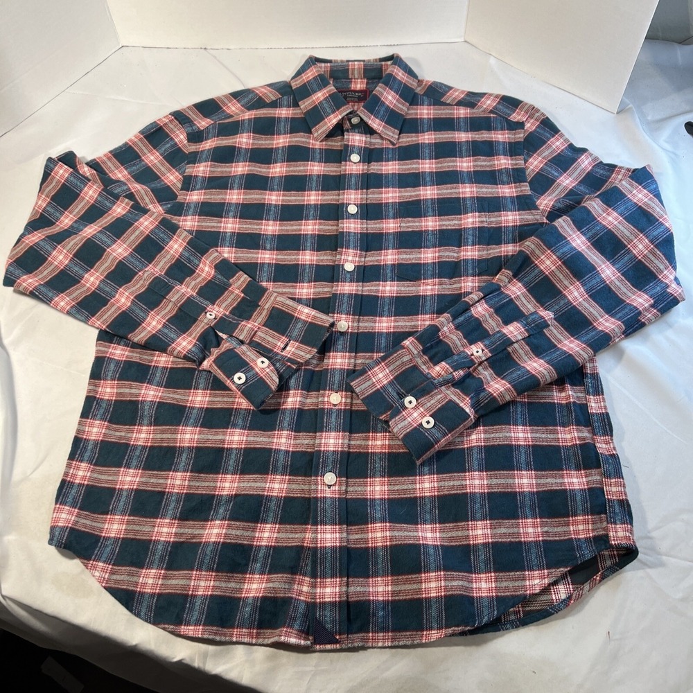 Untuck It Long Sleeve Button Down Shirt Size Medium Gray Red Squares